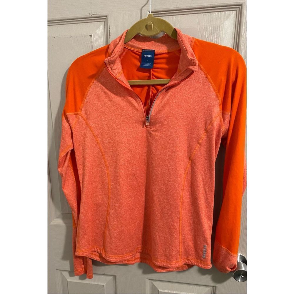 Reebok - Woman's two tone Orange long sleeve Soft Workout Shirt Jacket S…